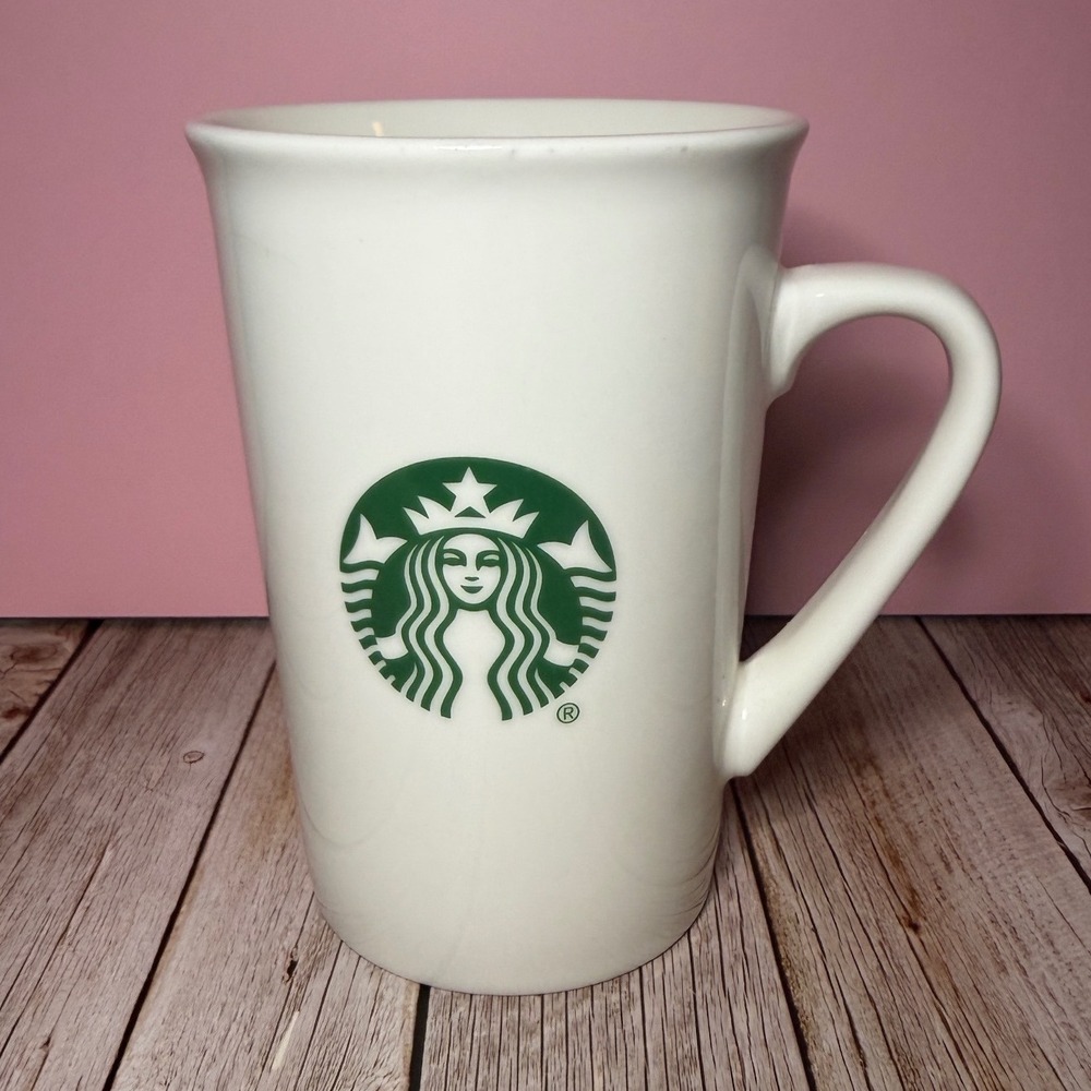 Starbucks Coffee Mug 16oz White Green Siren Logo Tapered Ceramic 2019